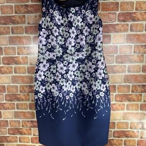 Talbots woman’s size 16 Sleeveless Navy and lilac dress.